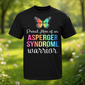 Camiseta con diseño de mariposa para mamá orgullosa de un guerrero con el síndrome de Asperger, camiseta de manga corta con cuello redondo, unisex, para adultos - Product Image 2