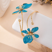 Bracelet manchette ajustable en acier inoxydable Luxe Craft, motif floral, plaqué or rose, 5 couleurs