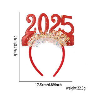 2025 Christmas Light up Hairband Decoration for Girl Green <b>Red</b> Gold New Year Headband Decor Christmas <b>Glitter</b> Headbands Costume - Product Image 4