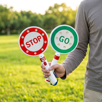 Panneau de signalisation routière LED clignotant rechargeable, portable, en plastique ABS réfléchissant, 19x37cm, sécurité routière, rouge et vert