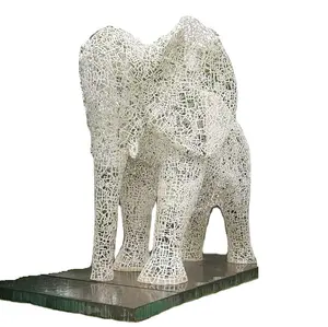 Tamanho de vida elefante de metal grande escultura de jardim animal