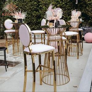 Elegant <strong>Gold</strong> Wire Stainless Steel Base <strong>Round</strong> Glass Bar <strong>Table</strong> Modern Luxury Cocktail <strong>Table</strong> for Wedding Banquet Hotel Event Decor - Product Image 3