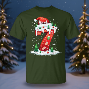 Camiseta divertida con estampado de árbol de Navidad y luces, para parejas, con diseño de meme 'Six Seven 6 7' - Product Image 3