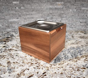 Insertion de ciment en acier inoxydable de haute qualité, bac de comptoir avec couvercle et boîte en <span class=keywords><strong>bois</strong></span> d'acacia, petit flacon de cosplay de cuisine - Product Image 5
