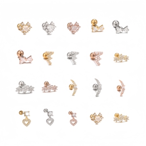 फैशन सरल लोकप्रिय प्रेम हृदय छोटे बालियां सूक्ष्म-इनसेट ज़िरकॉन फैंसी अद्वितीय भेदी हड्डी के नाखून कान महिलाओं के लिए स्टड - Product Image 1