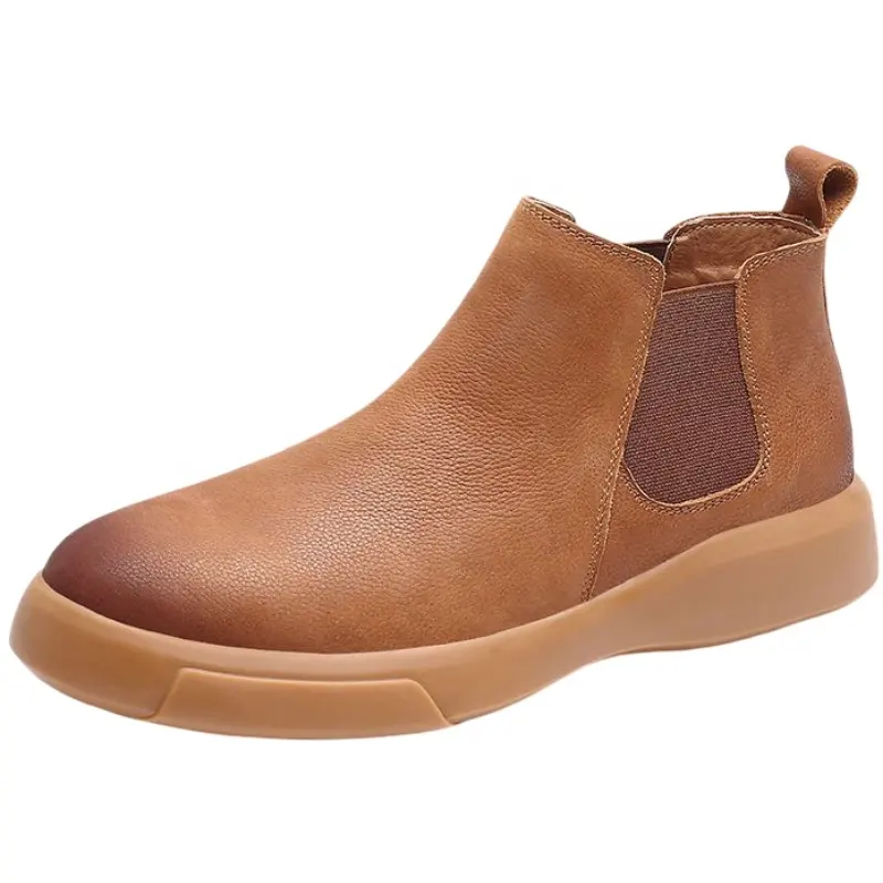 New Arrival Male Trendy Ankle Boots High-Top Soft Slip-On Retro Chelsea Boots For Men