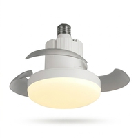 Ventilateur de plafond LED invisible E27 personnalisé pour l'export, avec moteur DC à 3 pales, double température de couleur, gradation tricolore et télécommande