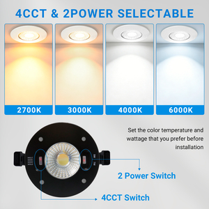 ไฟดาวน์ไลท์ <span class=keywords><strong>LED</strong></span> แบบฝังฝ้าเพดาน เส้นผ่านศูนย์กลาง 90 มม. 5W 7W ปรับได้ 4CCT เลือกได้ ไฟดาวน์ไลท์ <span class=keywords><strong>LED</strong></span> ขนาดเล็ก 840LM ไฟสปอตไลท์ <span class=keywords><strong>LED</strong></span> - Product Image 4