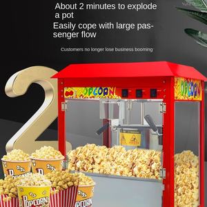 Nouvelle machine à popcorn électrique rouge à surface plane, machine à éclater les grains entièrement automatique - Product Image 5