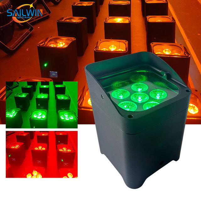 Sailwin Stage Lighting Battery Uplight 6*18W RGBWA 6 in 1 Wifi Wireless DMX LED Par Light with Remote for DJ Disco Lighting
