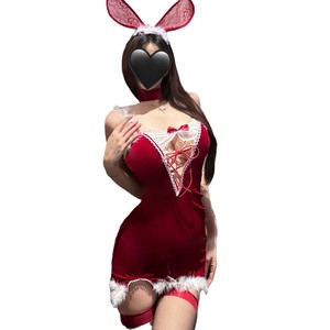 Combinaison sexy en velours avec bretelles, style lapin mignon, pour Noël, robe de bataille sexy, costume de cosplay en dentelle sexy - Product Image 4