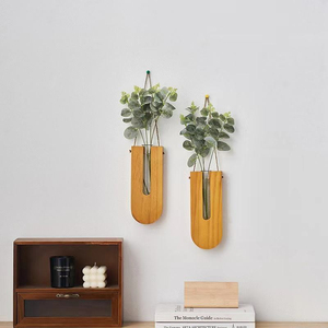 Vaso Decorativo <span class=keywords><strong>in</strong></span> <span class=keywords><strong>Legno</strong></span> per Fiori Secchi e Idroponici, Porta Piante a Forma di U da Appendere per Soggiorno e Cucina - Product Image 6