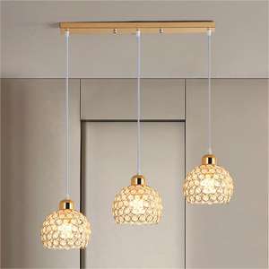Lampu gantung Nordic kecil, lampu liontin emas kamar tidur kristal besi 90 kreatif Modern untuk restoran meja Bar - Product Image 3