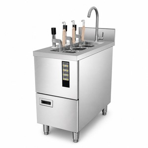 Cuiseur à nouilles électrique commercial à trois paniers à levage automatique 12 kW pour restaurants, stands de restauration, traiteurs et revendeurs - Product Image 1