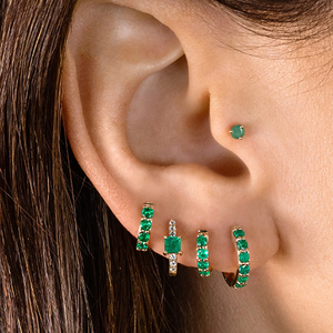 CANNER Boucles d'oreilles créoles classiques larges de haute qualité en argent sterling S925 avec zircon multicolore optionnel et combinaison de 4 pierres, vente en gros - Product Image 5