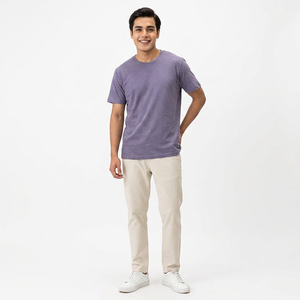 Camiseta de Algodón Peinado de 210 g/m², Manga Corta, Color Liso, Simple, para Hombre, al por Mayor - Product Image 1