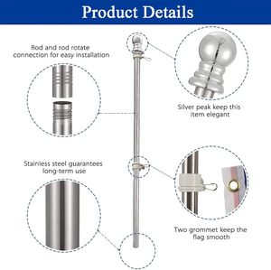 Cờ cực Kit 6 ft, cờ cực với khung, nặng thép không gỉ vườn Cột cờ, nhà, thương mại, ngoài trời treo tường Cột cờ - Product Image 4