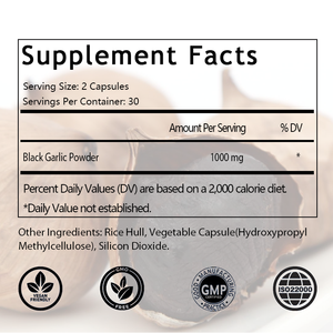Capsules d'ail noir fermenté OEM/ODM très vendues pour la santé immunitaire, cellulaire, antioxydante et cardiaque, 60 capsules - Product Image 2