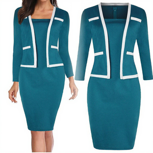 Nouvelle Robe Professionnelle Décontractée Grande Taille pour Femme, Manches Courtes, Couleur Unie, Coupe Trapèze, Écologique et Respirante - Product Image 2
