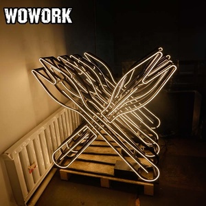 WOWORK metal Vintage barbacoa tienda marco patatas fritas luz <span class=keywords><strong>de</strong></span> neón personalizable tienda centro comercial <span class=keywords><strong>restaurante</strong></span> fondo decorativo - Product Image 2