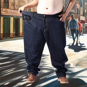 High-Waist Oversized <b>Men</b>’s <b>Stretch</b> Denim Jeans – Eco-Friendly Breathable Casual Black Trousers - Product Image 2