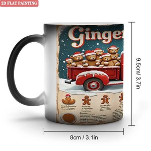 Mug en céramique noir givré de 11 oz, changeant de couleur à la chaleur, motif boulangerie pain d'épices - Product Image 1