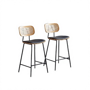 Modern Nordic Counter <b>Bar</b> Chair Luxury Leather Upholstery Metal High Kitchen <b>Stool</b> for Home <b>Bar</b> and Hotels - Product Image 2