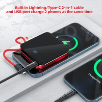 Konfulon meilleure qualité android mini power bank Capacité 10000mAh Câble intégré banque d'alimentation portable de haute qualité pour téléphone intelligent