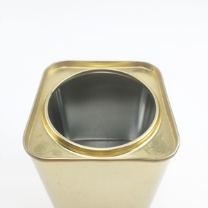 Square Tin Box 650ML Gold Sealed Tea <b>Jar</b> Biscuit <b>Cookie</b> Can Custom Printed Metal Packaging Box - Product Image 4