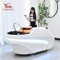 Fauteuil de lavage de cheveux électrique hydrothérapeutique de style japonais blanc, station de massage capillaire pour salon de beauté