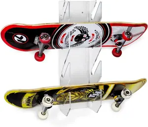 Longboard Holder Skateboard Storage Display Rack Brackets Clear Acrylic Wall Mount Display