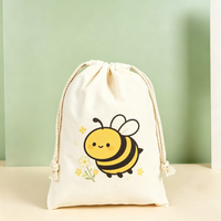Sacs à cordon personnalisés en gros, imprimés avec motifs de dessins animés, style simple, lavables, pliables, réutilisables, pour emballage cadeau, avec logo