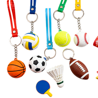 Porte-clés en forme de ballon de sport en PVC souple de dessin animé à la mode, pendentif de décoration, imperméable, léger, logo personnalisé, cordon à main