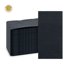 OOLIMA 330*330 servilletas de lino y algodón negro de 2 capas servilleta de CENA DE Color sólido moderno para uso doméstico o restaurante - Product Image 3