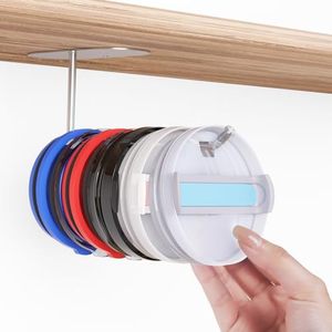 Lot de 2 organiseurs de couvercles de gobelets, organisateur de couvercles de tasses peu encombrant, support de couvercles auto-adhésif à visser pour rangement dans les armoires de cuisine - Product Image 3