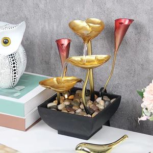 Décoration moderne <span class=keywords><strong>de</strong></span> bureau en fer Calla Lily <span class=keywords><strong>fontaine</strong></span> d'eau intérieure avec lumière Led et pompe <span class=keywords><strong>fontaine</strong></span> d'eau <span class=keywords><strong>de</strong></span> table artisanale en métal - Product Image 3