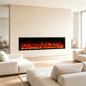 <span class=keywords><strong>Chimenea</strong></span> Eléctrica Empotrable de 80 Pulgadas, <span class=keywords><strong>Decorativa</strong></span>, sin Ventilación, Lineal, con Control Remoto, Llama LED, Estilo Francés, Ahorro de Energía - Product Image 1