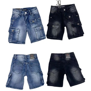 Nouveau <span class=keywords><strong>Jean</strong></span> Été Multi-Poches 2-8 Ans pour Garçons, Style Droit <span class=keywords><strong>Blanc</strong></span> Délavé Déchiré avec Décorations Lavées, Export DMD2501 - Product Image 2