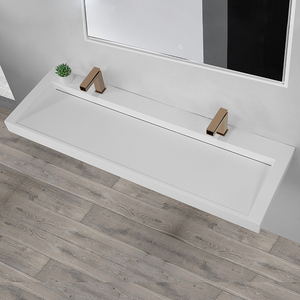 Lavabo avec meuble au design artistique, lavabo personnalisé unique avec unité de lavabo intégrée, fabricants de lavabos en surface solide - Product Image 1