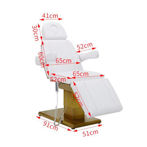 Gold LED Base 3 Motor <b>Electric</b> Facial Chair Reclining Tattoo Esthetic Bed For Spa Salon - Product Image 3