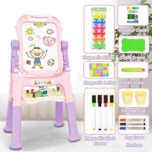 艺术画架玩具磁性粉笔板带绘画配件可旋转双面画架画板玩具 - Product Image 5
