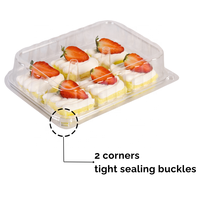 Barquettes d'emballage jetables en gros pour boulangerie, en PET transparent, type coquille, 6 compartiments, mini-contenants en plastique de 2 pouces pour desserts et gâteaux