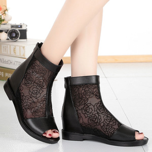 Primavera Novo Design Alta Top Sandálias para As Mulheres Grossa Salto <span class=keywords><strong>Peep</strong></span> <span class=keywords><strong>Toe</strong></span> Verão Alta Qualidade Botas De Couro Genuíno - Product Image 1