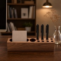 Porte-stylos pour bureau, support à crayons en bois d'acacia, porte-cartes de visite en bois massif, organiseur de stylos-plume