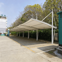 Structure en acier léger de haute qualité, grande taille, préfabriquée, en PVC PVDF, imperméable, auvent pour voiture, abri de voiture