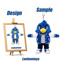 Porte-clés en peluche ours dessin animé personnalisé OEM, rembourré en coton PP, super doux, avec logo brodé personnalisé, ours debout