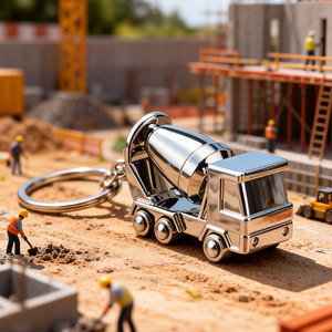 Customised alloy concrete mixer truck <b>keyring</b> innovative engineering vehicle model <b>mini</b> realistic metal pendant - Product Image 4