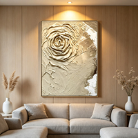 Grande toile texturée Wabi Sabi, peinture à l'huile impressionniste de bourgeons de roses blanches, peinte à la main, taille personnalisée, décoration murale pour
