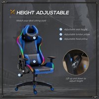 Nouvelle chaise de jeu ergonomique à dossier haut Silla Gaming avec LED RGB, chaise de jeu pour ordinateur avec massage, bleue