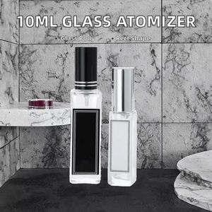 Flacon de parfum rectangulaire en verre pour cosmétiques, 5ml, 10ml, 15ml, avec couvercle en aluminium noir, or, argent, atomiseur de parfum vide, vente en gros - Product Image 4